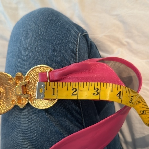 Accessocraft N.Y.C Vintage pink leather belt with a big beautiful buckle main image 8